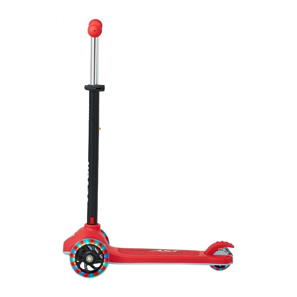 VEVOR Scooter (3 Räder) ab 3 Jahren, Cityroller Kinderroller mit leuchtenden Rädern & höhenverstellbarem Lenker & rutschfestem Deck & leichtem Aluminiumrahmen, Tretroller bis zu 75 kg, Rot