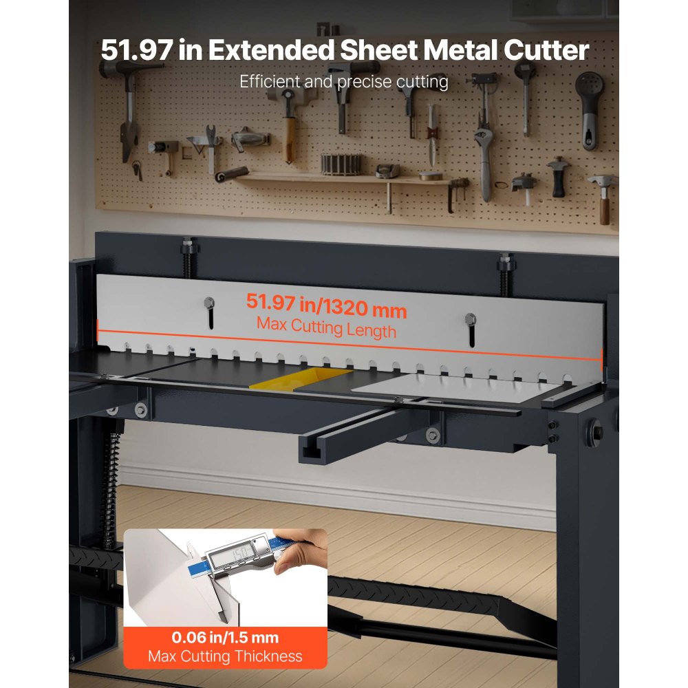 VEVOR Blechschere, 1320 mm Metallschere, mit Stahlrahmen, einstellbarem Klingenabstand, Materialanschlägen, Fußpedalsteuerung zum Schneiden von Stahl, Kupfer, Betonstahl und Aluminium