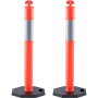 VEVOR Verkehrshütchen Verkehr Absperrpfosten 2 Stk. 430 x 430 mm Sockel Warnkegel Verkehrsleitkegel Reflektierende Warnleitkegel, Leitpfostenkegel Straßensperrpfosten Sicherheitspfosten Rot