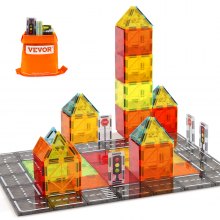 VEVOR Magnetische Bausteine, 56-teilig, magnetische Straßenbausteine, Magnetspielzeug mit Aufbewahrungstasche, STEM-Sensory-Pädagogisches Stadtkonstruktions-Stapelspielzeug, für Kinder ab 3 Jahren