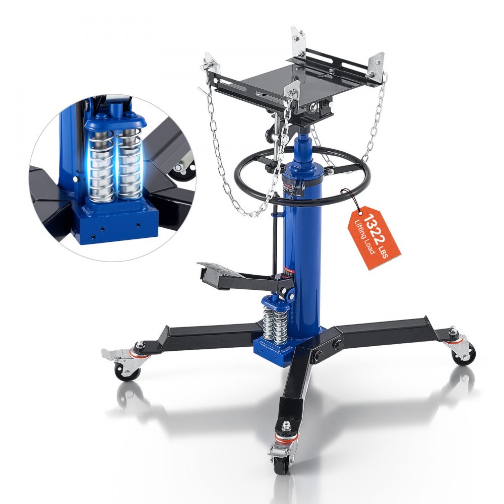 VEVOR hydraulischer Getriebeheber Wagenheber mit 600 kg Hubkapazität, Teleskop-Getriebeheber mit Pedal & Doppelteleskopgetriebe & 88-176 cm hohe Hubhöhe, Garagen-/Werkstatthebebühne Blau