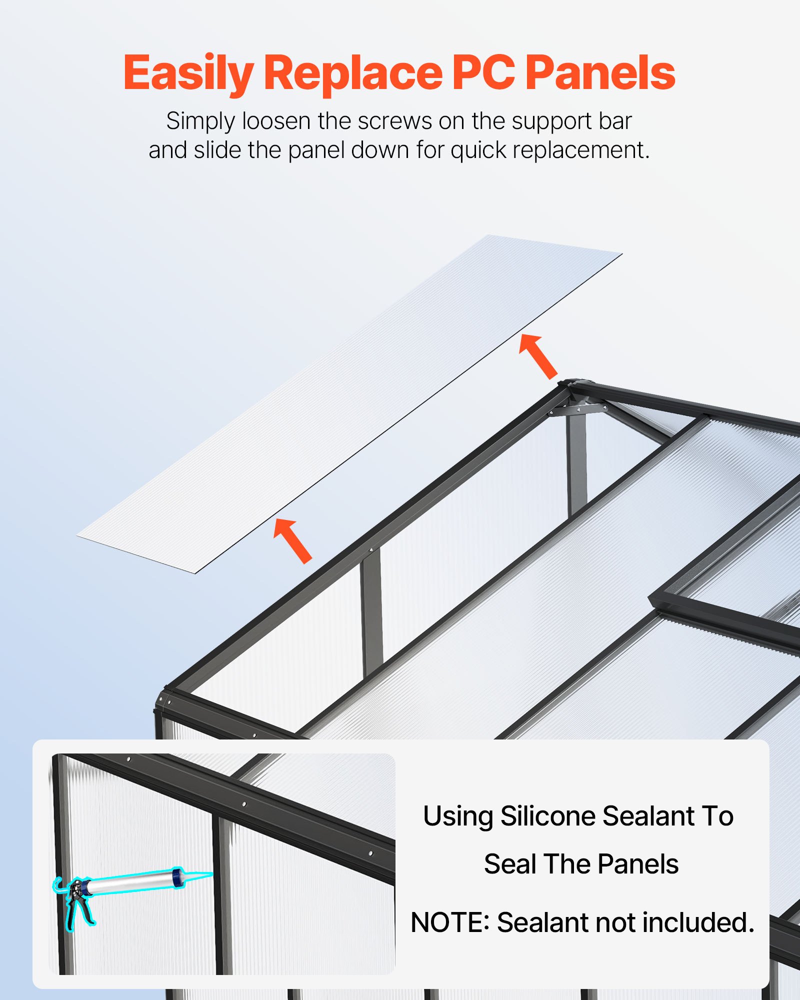 VEVOR Gewächshaus aus Polycarbonat, 236x402,5x207cm, Pflanzenhaus mit 2 Lüftungsfenstern, Treibhaus im Pavillon-Stil mit Flügeltür, begehbares Gewächshaus-Set aus Aluminium für den Garten im Freien
