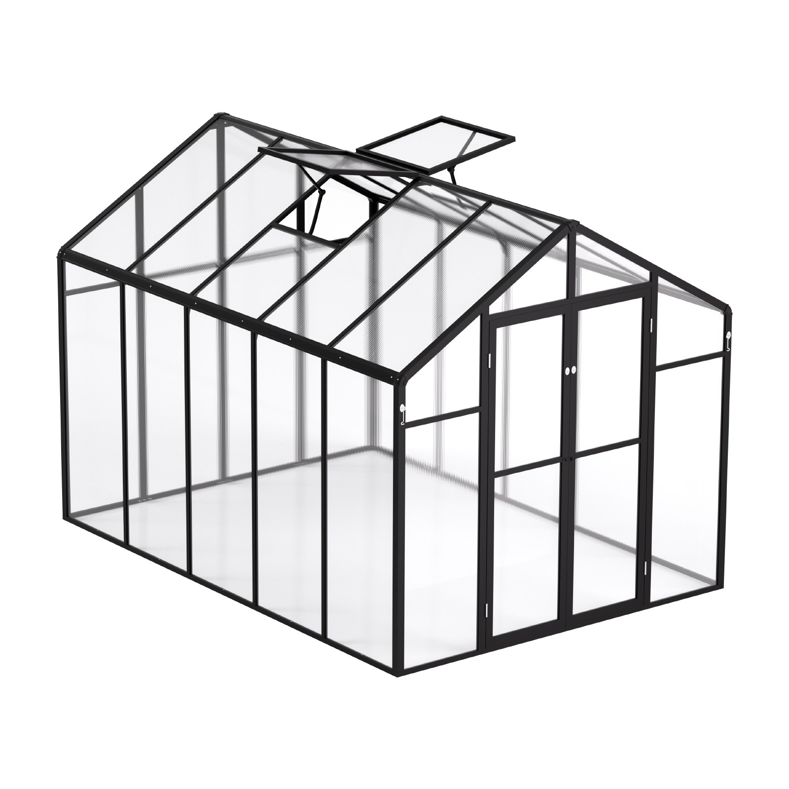 VEVOR Polycarbonate Greenhouse, 236x289x206 cm, Plant House with Ventilation Windows, Pavilion-Style Greenhouse with Hinged Door, Walk-in Aluminum Greenhouse Set for Outdoor Gardens