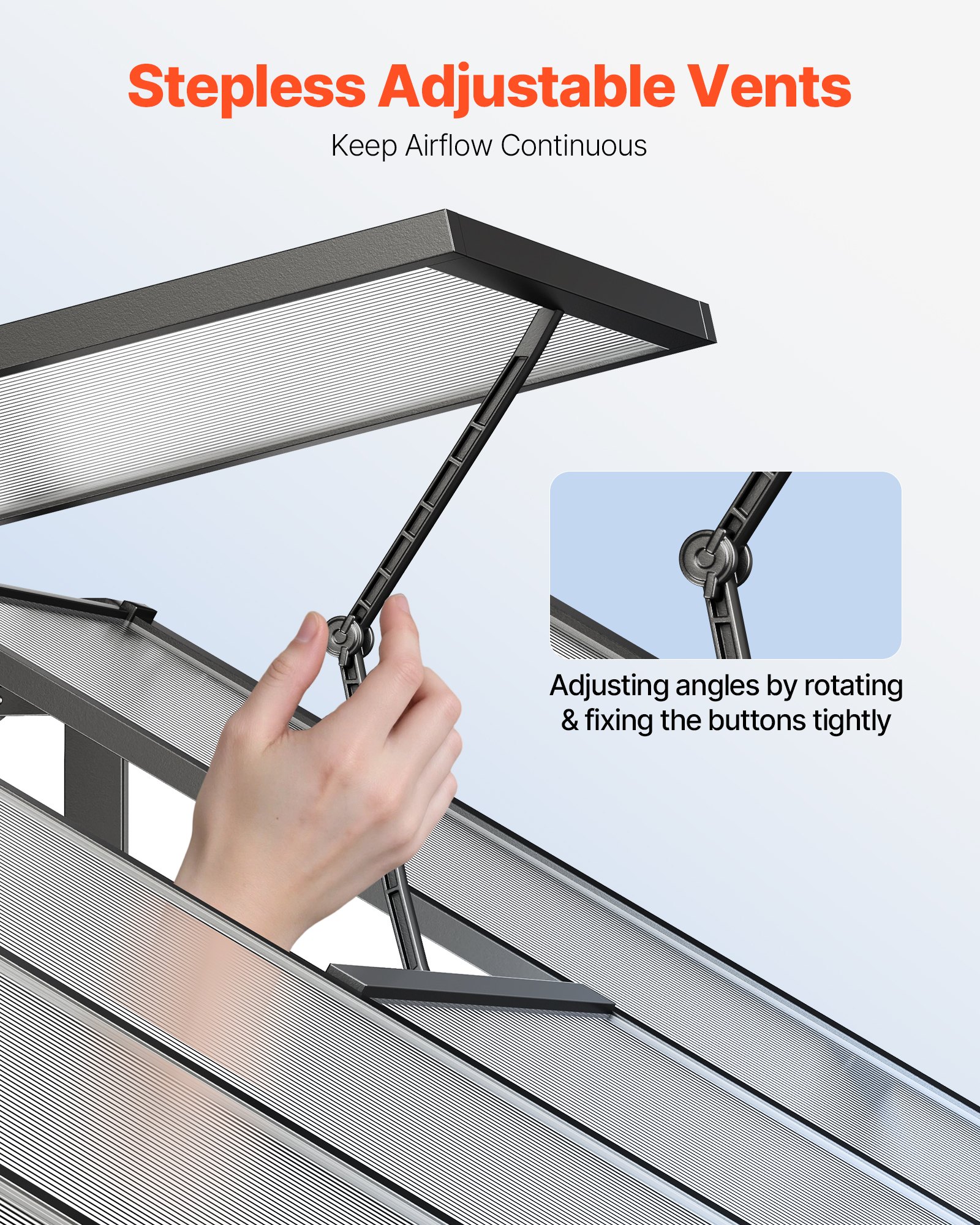 VEVOR Gewächshaus aus Polycarbonat, 236x346x207cm, Pflanzenhaus mit 2 Lüftungsfenstern, Treibhaus im Pavillon-Stil mit Flügeltür, begehbares Gewächshaus-Set aus Aluminium für den Garten im Freien