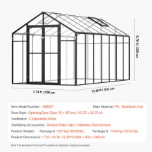 fVEVOR Gewächshaus Tomatenhaus Pflanzenhaus Frühbeet Treibhaus 236x402,5x207cm