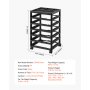 VEVOR Rolling Storage Frame, 6 Tiers, Large Capacity, Multifunctional Storage Organizer (Frame Only) Made of PP Material for Office Supplies, Tools, and Art Supplies, Black