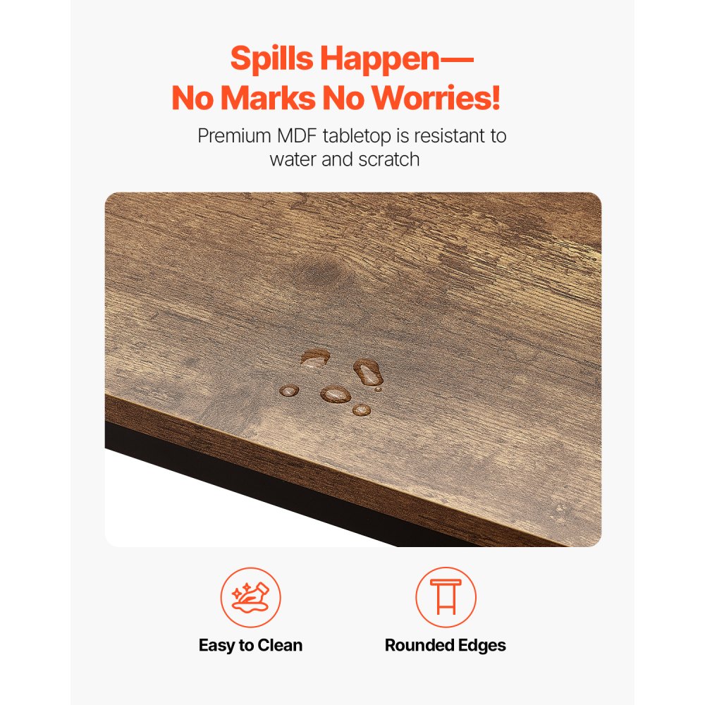 VEVOR Bar Table Bistro Table Pub Table with Metal Frame, Narrow & Long Kitchen Table Dining Table (991 x 406 x 902 mm), Display Table for Living Room Parties Pubs Dining Rooms Cafes, Brown & Black