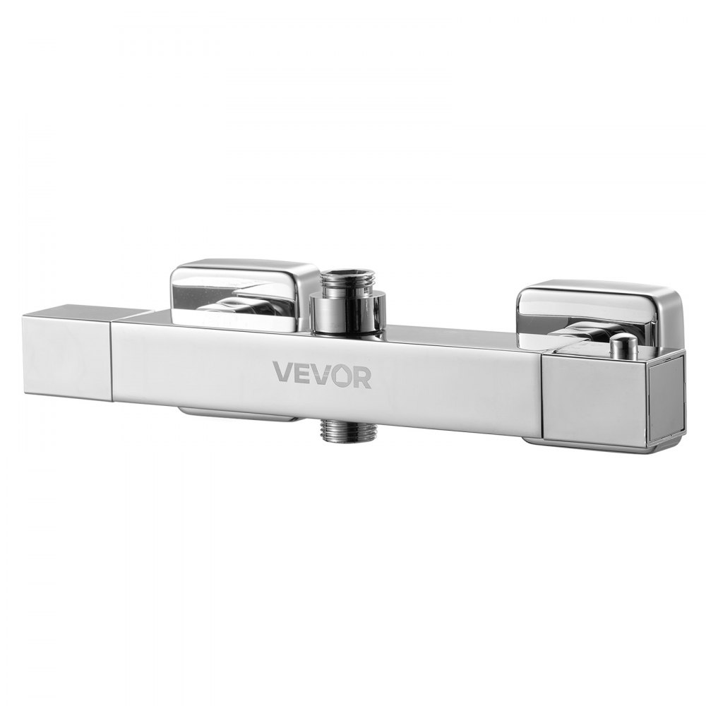 VEVOR Duscharmatur mit Thermostat Duschthermostat mit 38 °C Sicherheitsschloss, Duschhahnventil Badewannenarmatur (2 Löcher), Temperaturregelventile für Badezimmer Wohnmobil Hotel Chrom-Silber