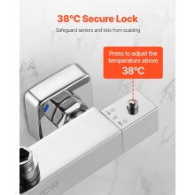 VEVOR Duscharmatur mit Thermostat Duschthermostat mit 38 °C Sicherheitsschloss, Duschhahnventil Badewannenarmatur (2 Löcher), Temperaturregelventile für Badezimmer Wohnmobil Hotel Chrom-Silber