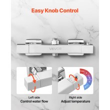 VEVOR Duscharmatur mit Thermostat Duschthermostat mit 38 °C Sicherheitsschloss, Duschhahnventil Badewannenarmatur (2 Löcher), Temperaturregelventile für Badezimmer Wohnmobil Hotel Chrom-Silber