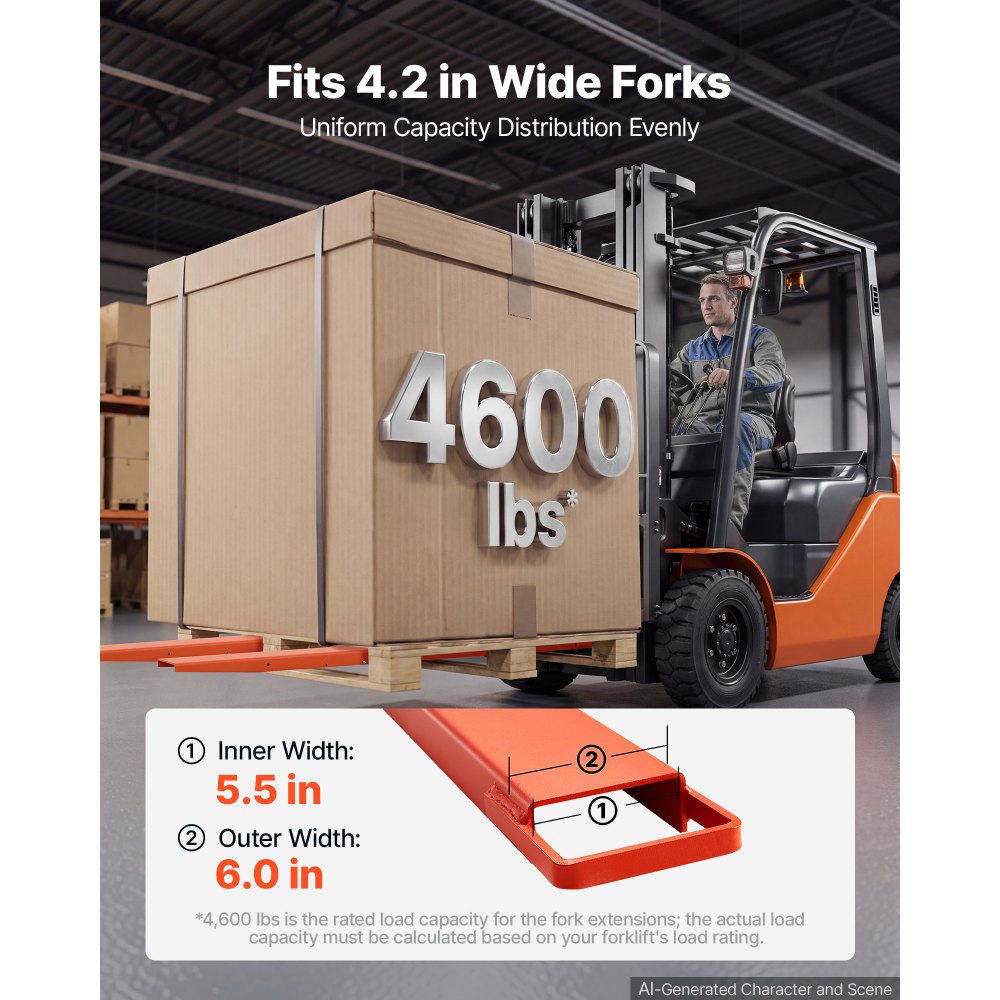 VEVOR 1 Paar Gabelverlängerungen 1820x140mm Zinkenverlängerungen 2086,5kg, Gabelzinken zum Transportieren für Lager Baustelle Dock & Landwirtschaft, Stahlkonstruktion, mit Bolzenverriegelung, Orange
