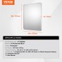 VEVOR Wall Mirror, Makeup Mirror, Bathroom Mirror, 915 x 915 x 25 mm, Rectangular Mirror, Silver Aluminum Alloy Frame, with Z-Shaped Bracket for Bathroom, Bedroom, Living Room