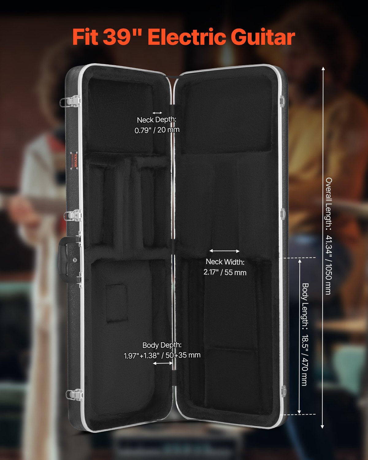 VEVOR Gitarrenkoffer Case Hartschalenkoffer für E-Gitarre ABS 105cm (41,.34 in) Abschließbar