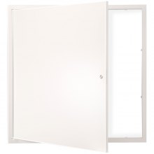 VEVOR Revisionsklappe für Trockenbauwände 412 x 412 mm Einbaugröße Stahl für Wände und Decken in Büros Geschäften Fabriken und Hotels, 165° Öffnung, Nockenschloss und Weiße Lackierbare Oberfläche