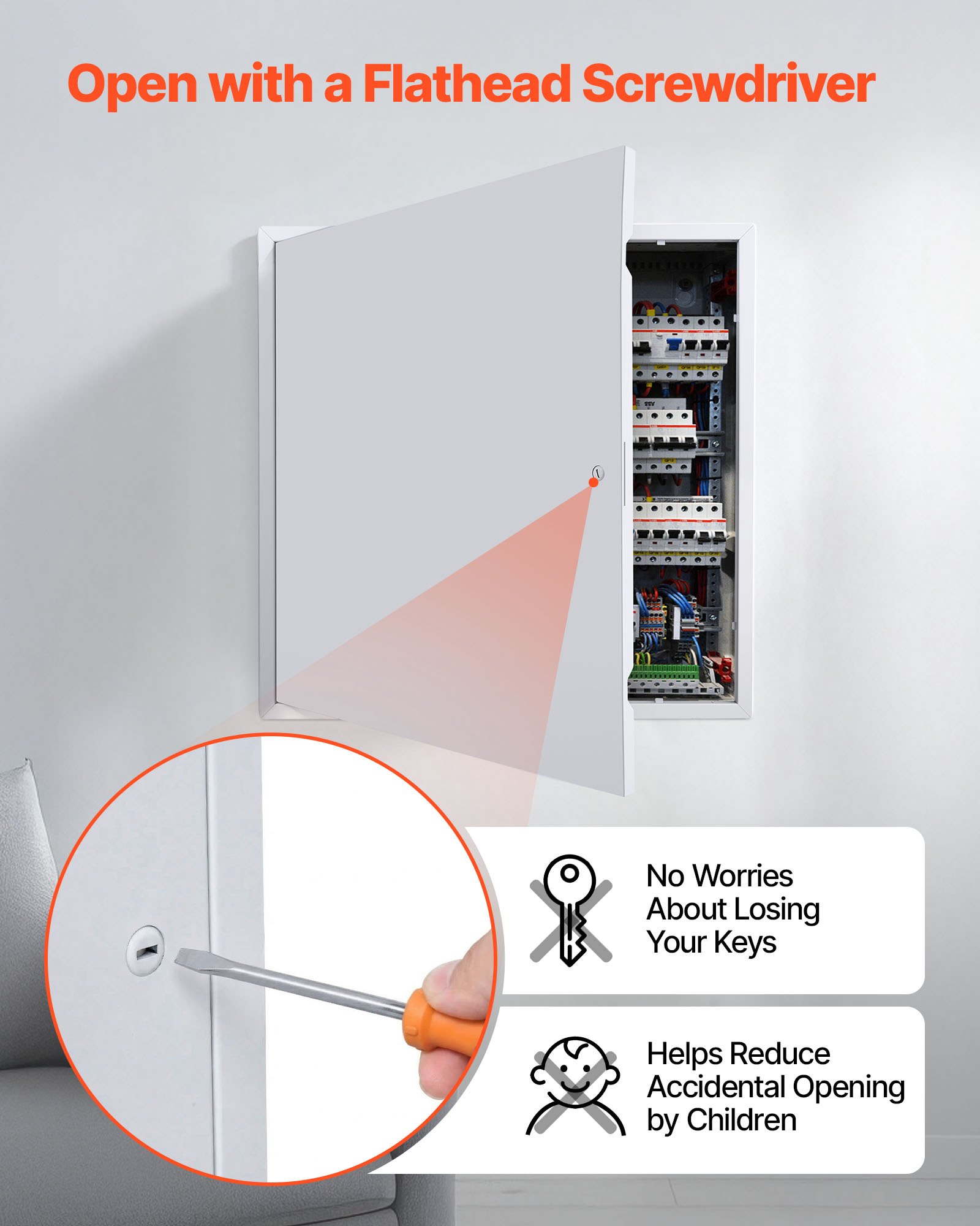 VEVOR Access Panel 613 x 613 mm, Galvanized Steel Sheet, Drywall, 165° Working Range, Maintenance Hatch, Flush-Mounted Access Panel, Cam Bolt Lock, Access Door, Inspection Panel