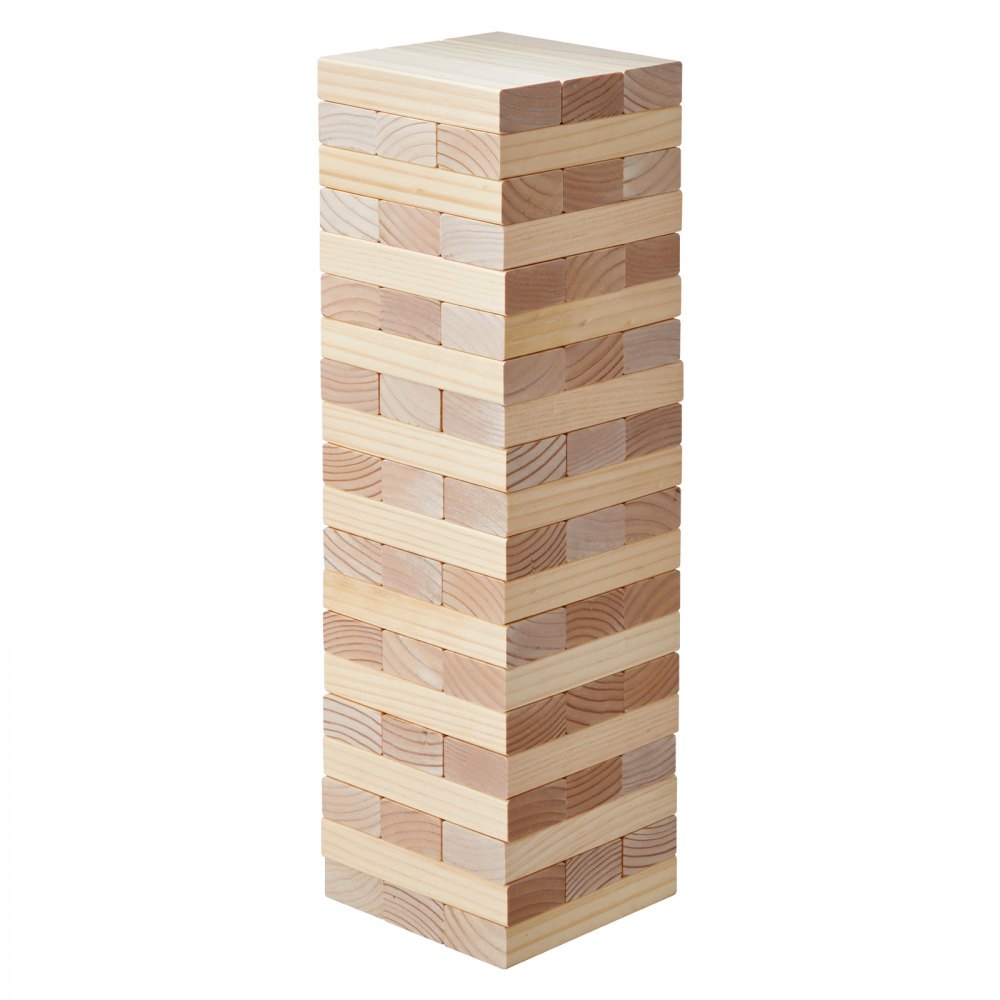 VEVOR Wackelturm mit 60 Blöcken & Anzeigetafel & Tragetasche, Tumbling Tower aus Kiefernholz, Holzturm Höhe bis 60 cm, Holzstapelspiel, Tumbling Tower-Familienspiele für drinnen/draußen Party