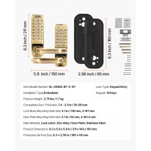 VEVOR Mechanische Schlüsselloses Türschloss Doppelseitiger Tastatur Büro