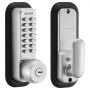 VEVOR Mechanisches Codeschloss mit Einseitigem Tastenschloss (4- bis 7-stelliger Code), Schlüsselloses Türschloss mit Schlüsseln & Knauf & Automatischer Verriegelung, für Haustüren Garagen, Silber