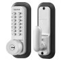 VEVOR Mechanisches Codeschloss mit Einseitigem Tastenschloss (4- bis 7-stelliger Code), Schlüsselloses Türschloss mit Schlüsseln & Knauf & Automatischer Verriegelung, für Haustüren Garagen, Silber