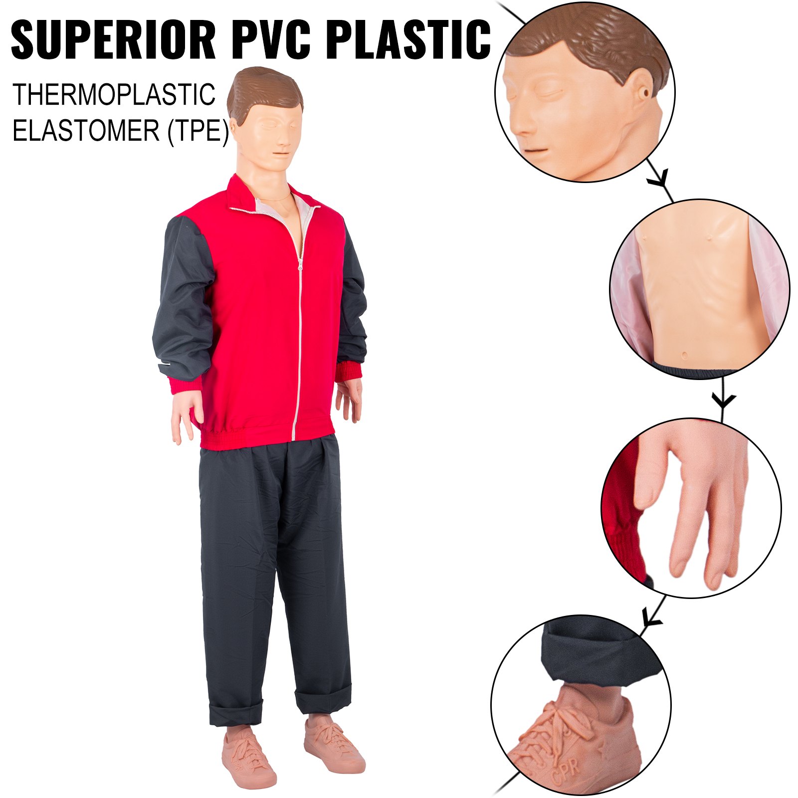 Vevor Cpr Reanimationspuppe Hlw Erste Hilfe Trainingspuppe 165 X 48 X 30 Cm