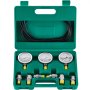 VEVOR Hydraulikdruck-Testset, 250/400/600 bar, 3 Messgeräte, 6 Testkupplungen, 3 Testschläuche, Bagger-Hydraulik-Testmanometer-Set mit Tragbarer Tragetasche für Bagger, Traktoren, Baumaschinen