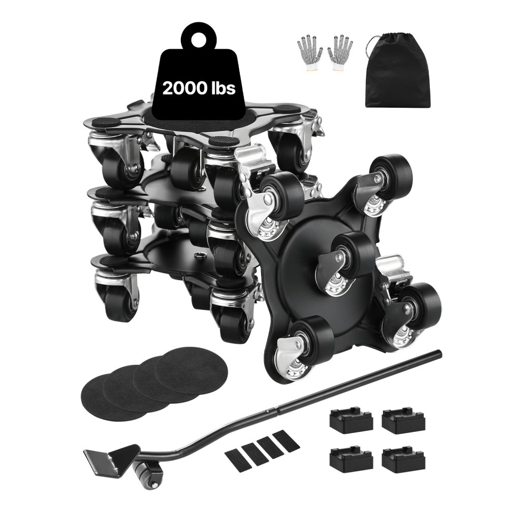 VEVOR Möbelwagen, 158x158x65mm, max. Tragkraft 544kg, Schwerlast-Möbeltransporter mit 5x 360° drehbaren Rädern, Möbelhebe-Schiebewerkzeugsatz für Haushaltsgeräte, Sofa, Kühlschrank, Waschmaschine