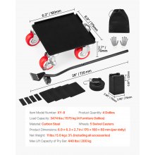 VEVOR Möbelroller Transportroller Möbelwagen Rollen mit 5 Rädern 175x160x70mm