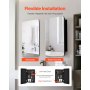 VEVOR Spiegelschrank verspiegelter Arzneischrank Medizinschrank (406 x 128 x 610 mm) für Badezimmer mit Spiegeltür & verstellbaren Glasböden, Einbau- und Wandmontage, Aluminiumrahmen, Badschrank