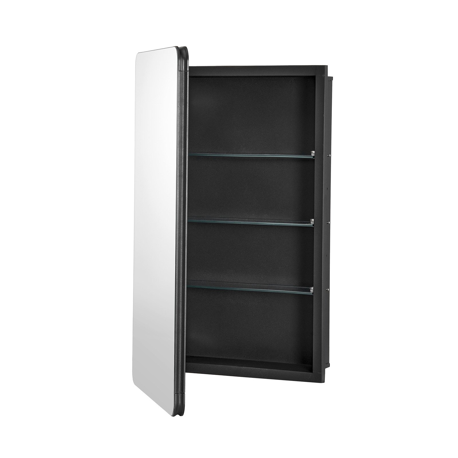 VEVOR Spiegelschrank verspiegelter Arzneischrank Medizinschrank (406 x 128 x 610 mm) für Badezimmer mit Spiegeltür & verstellbaren Glasböden, Einbau- und Wandmontage, Aluminiumrahmen, Badschrank