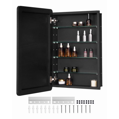 VEVOR Medizinschrank verspiegelter Arzneischrank (508 x 126 x 762 mm) für Badezimmer mit Spiegeltür & verstellbaren Glasböden, Einbau- und