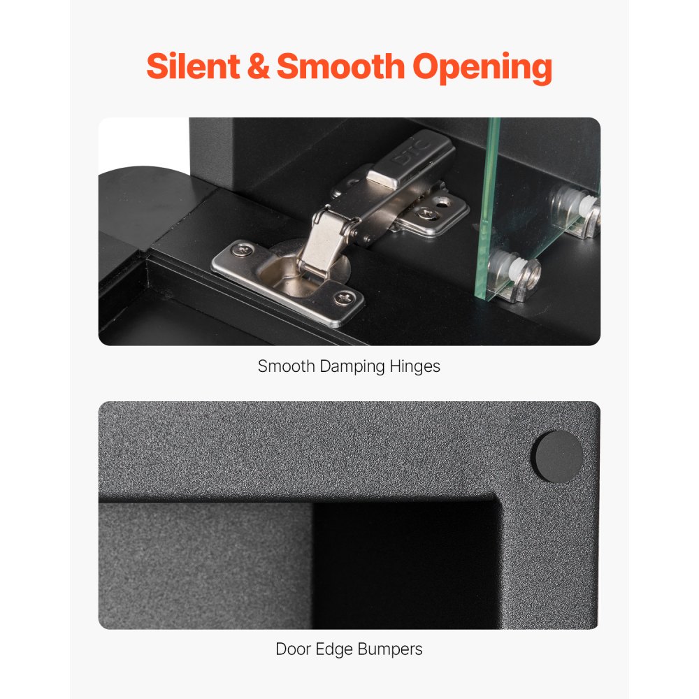 VEVOR Medizinschrank verspiegelter Arzneischrank (508 x 126 x 762 mm) für Badezimmer mit Spiegeltür & verstellbaren Glasböden, Einbau- und Wandmontage, Aluminiumrahmen, Spiegelschrank Badschrank