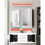 VEVOR Medizinschrank verspiegelter Arzneischrank (508 x 126 x 762 mm) für Badezimmer mit Spiegeltür & verstellbaren Glasböden, Einbau- und Wandmontage, Aluminiumrahmen, Spiegelschrank Badschrank