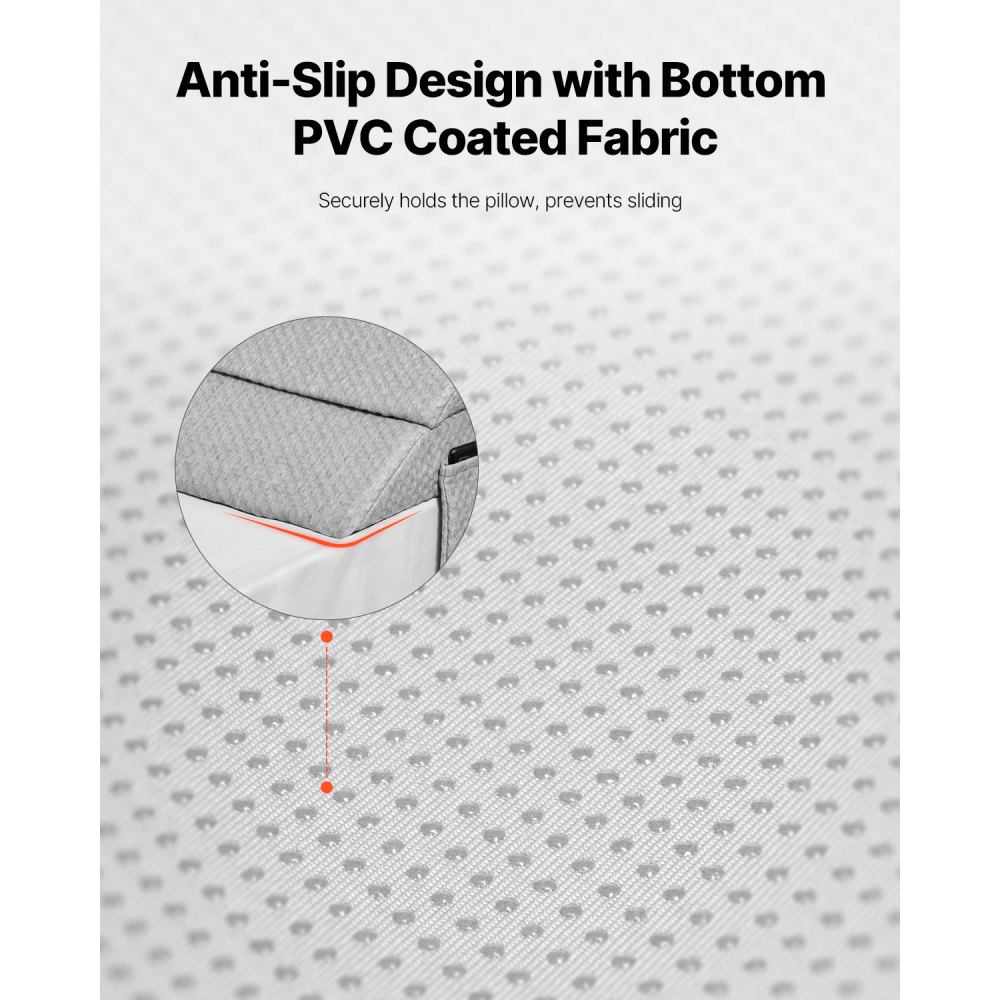 VEVOR Bed Wedge Pillow for Headboard, 1524 x 245 x 152 mm Bed Gap Filler, Fill 0-178mm Gap Between Headboard and Mattress, 25D Foam Mattress Wedge Headboard Pillow with Side Pocket, for Backrest, Gray