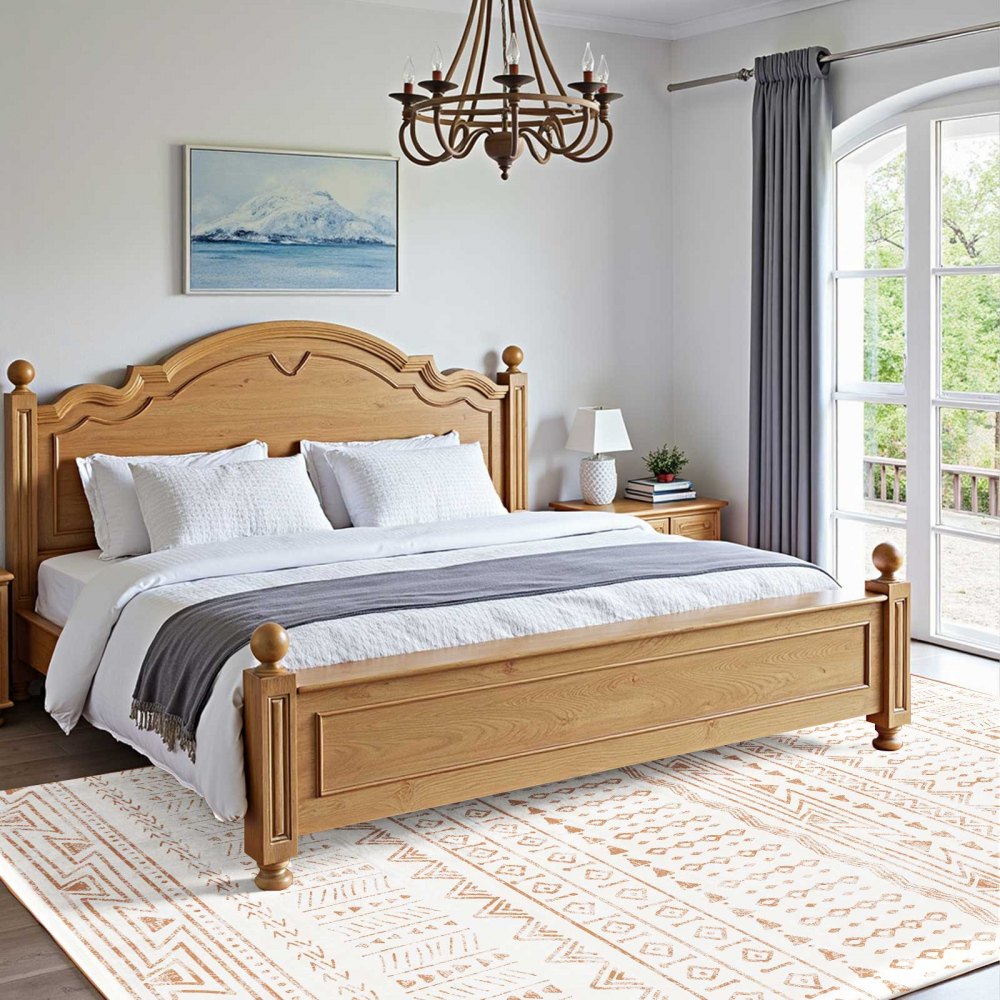 VEVOR Flächenteppich, 1524x2438 mm, waschbarer Teppich, rutschfester Wohnzimmerteppich im Modern-Stil, Innenmatte für Schlafzimmer, Büro, Wohnzimmer, Kinderzimmer, Eingangsbereich, Beige