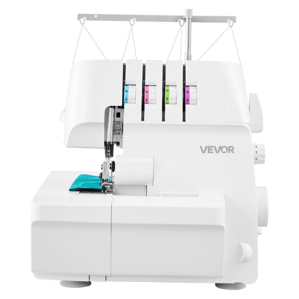 VEVOR Overlock-Nähmaschine, 1250 Stiche pro Minute, 2-3-4-Faden-fähig, einstellbarer Differentialtransport (0,7-2), mit Freiarm und LED-Beleuchtung, Nähmaschine für verschiedene Stoffe, Weiß
