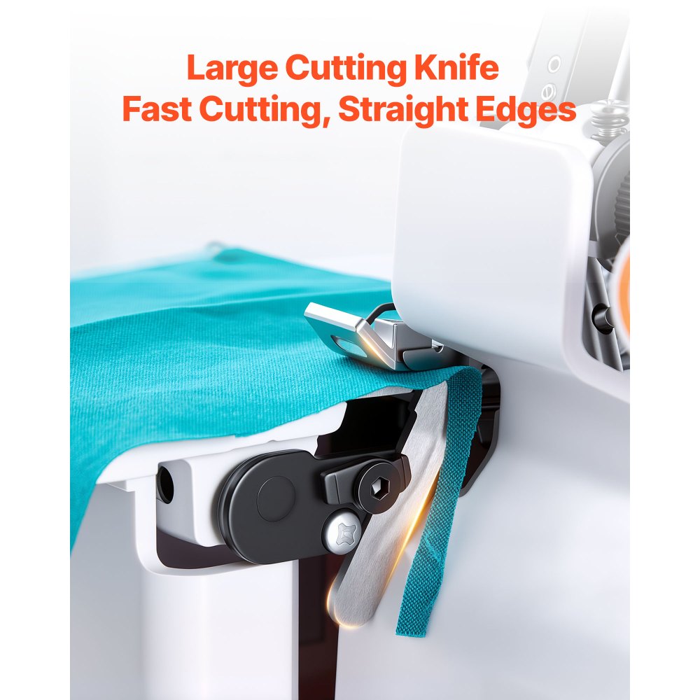 VEVOR Overlock-Nähmaschine 1250 Stiche pro Minute, 3- und 4-Faden-fähig, mit LED-Licht & starken Saugfüßen, robuste Nähmaschine mit Metallrahmen für verschiedene Stoffe, Weiß