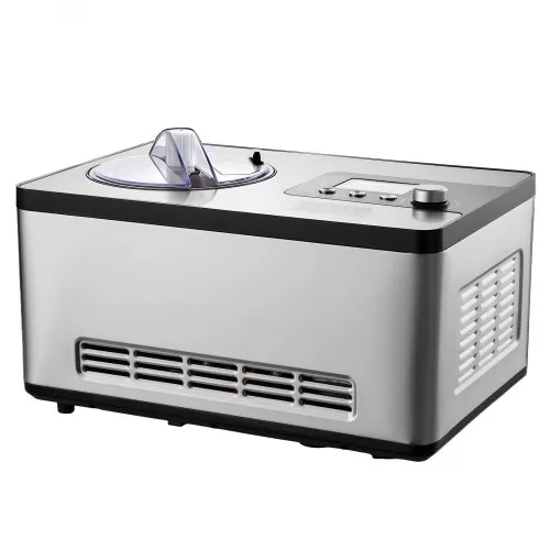 VEVOR Kompressor Eismaschine Eiscrememaschine 2 L, 180 W Frozen Joghurtbereiter Speiseeismaschine 3 Modi Joghurtmaschine Haushalt, Tragbare Eismaschine Sorbet Gelato Geräuscharm Silber Elektrisch