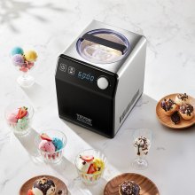 VEVOR Kompressor Eismaschine Eiscrememaschine 2 L, 180 W Frozen Joghurtbereiter Speiseeismaschine 3 Modi Joghurtmaschine Haushalt, Tragbare Eismaschine Sorbet Gelato Geräuscharm Schwarz Elektrisch