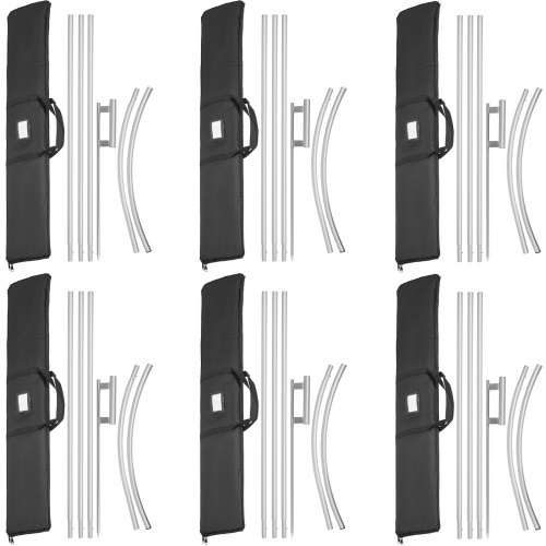 VEVOR Standard Größe Plakatständer Swooper Flagge 6 x 6 STK 16 Fuß Zeichen Banner Aluminiumlegierung, 4,3 m Swooper Flagge Werbung Schild mit Fahnenmast-Set und Erdspieß Werbung Schild Slogan-Flaggen