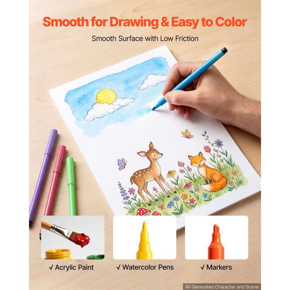 VEVOR 10er-Pack Schaumstoffplatten 760x1015mm Posterplatte 5mm Stärke Weiß, Foamboard für DIY-Projekte Gemälde Drucke Ausstellungen, Säurefreier Polystyrolschaum & Doppelseitige Kartons, Zuschneidbar