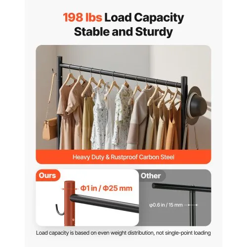 VEVOR Kleiderständer aus Metall mit Rollen – 90 kg, 108 cm