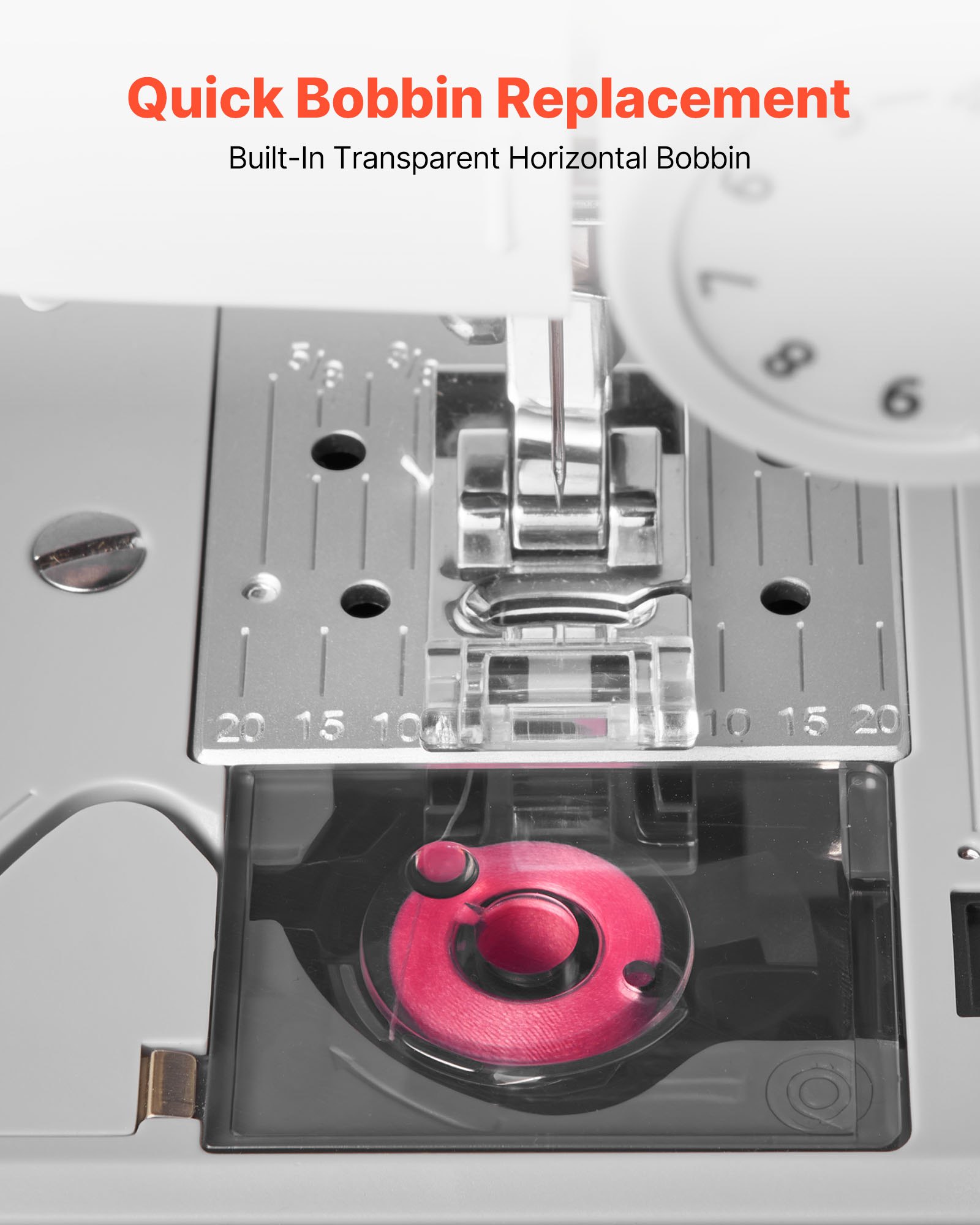VEVOR Computernähmaschine für Anfänger mit 18 Stichanwendungen & Pedal & LED-Licht, robuster Metallrahmen, digitale Nähmaschine mit leistungsstarkem Motor zum Basteln und Ausbessern Weiß