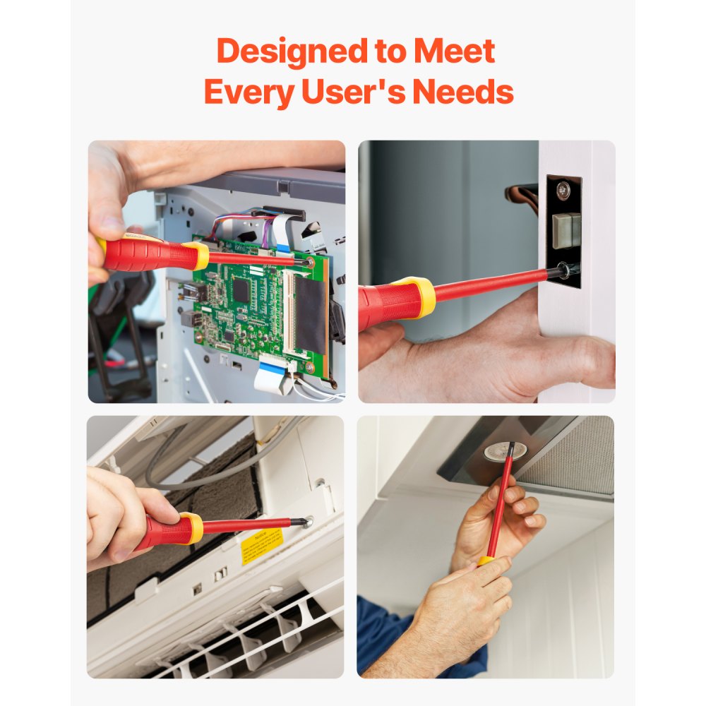 VEVOR isolierter Schraubenziehersatz 11-tlg. Profi elektrischer Schraubendrehersatz, isolierter Elektriker-Werkzeugsatz, mit magnetischen Kreuzschlitzspitzen für Elektriker