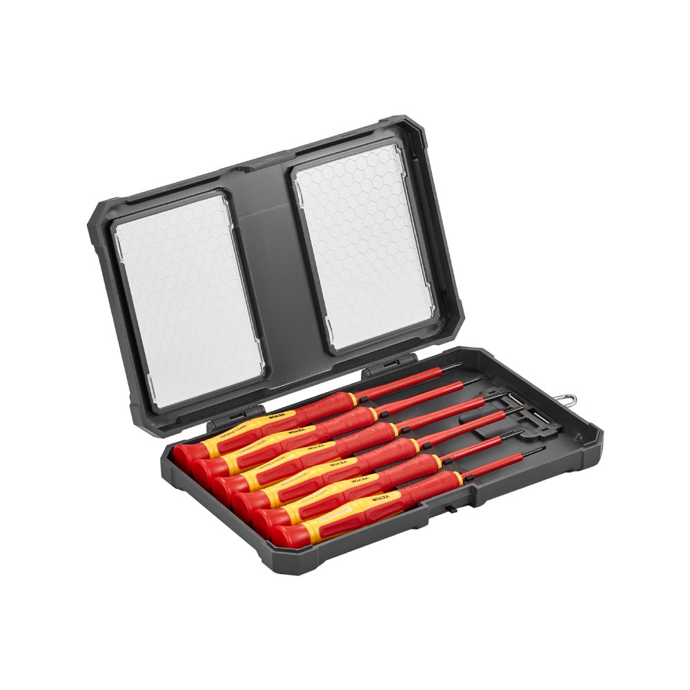 VEVOR isolierter Schraubenziehersatz 6-tlg. Profi elektrischer Schraubendrehersatz, isolierter Elektriker-Werkzeugsatz, mit magnetischen Kreuzschlitzspitzen & 360° Drehschraubendreher & Tasche