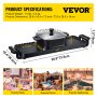 VEVOR 2 in 1 Elektrischer Hot Pot Grill 800 W 1600 W Multifunktionaler BBQ Hot Pot Koreanisches Barbecue Hot Pot Aluminiumguss Löffel Handschuhe