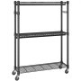 VEVOR 3-lagiger Rollbarer Kleiderständer Garderobenständer Kleiderstangen, 204 cm Höhe Stahl Kleiderständer 182 kg Belastbar, Strapazierfähig Ständer für Schlafzimmer, Wäscheraum, Ankleidezimmer usw.
