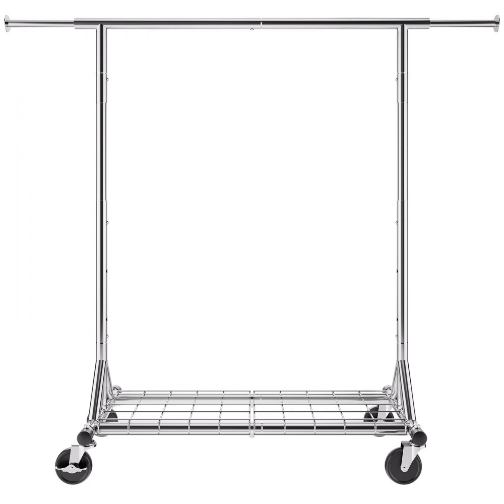 VEVOR Rollbarer Kleiderständer Garderobenständer 1 Kleiderstange, 204 kg Belastbar Strapazierfähig 1452–1883 mm Höhenverstellbar Mobiler Ständer für Schlafzimmer, Wäscheraum, Ankleidezimmer usw.