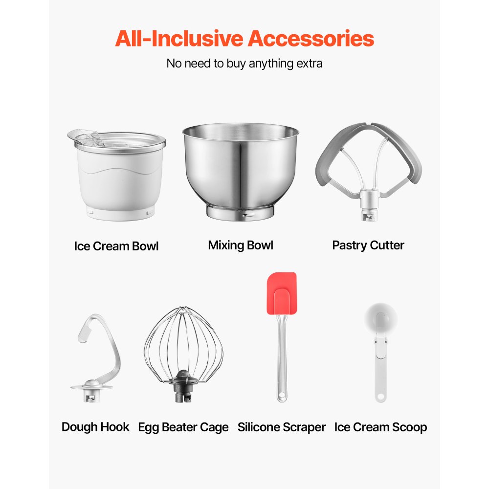 VEVOR Eismaschine Eiscrememaschine 1,7 L Standmixer 6-Gang mit LED-Digitalanzeige & Timer & Rührpaddel & Knethaken & Spritzschutz, für DIY Gefrorener Joghurt, Frucht-Gelato Sorbet Grau 1400 W