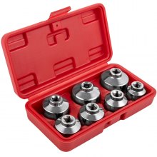 VEVOR Ölfilter-Steckschlüsselsatz, Bechersteckschlüssel-Werkzeugsatz, 7-teiliger Ölfilterkappenschlüssel