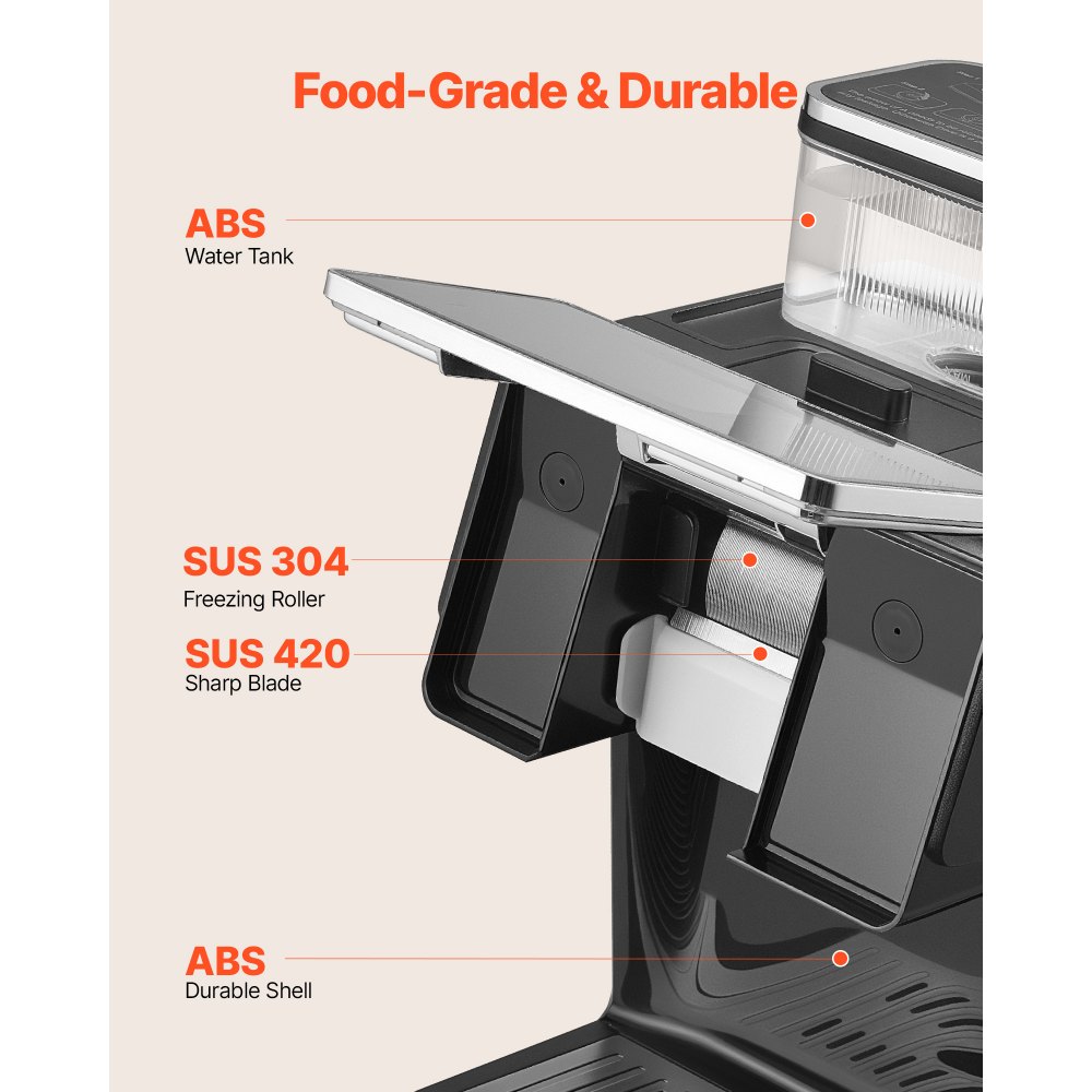 VEVOR Schneeflocken-Eismaschine, 20 kg/Tag Eis-Rasiermaschine, Eisrasierer mit Edelstahlklinge, elektrischer Bingsu-Maschine mit 0,8 L Tank, 90-s-Schnellkühlung, für Zuhause kleine Veranstaltung